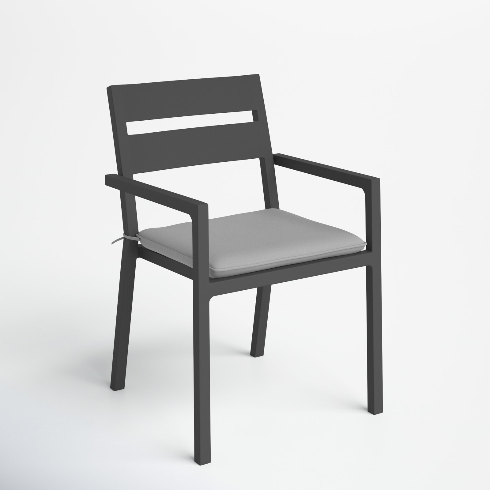 Vivant Aluminum Outdoor Dining Armchair with Cushion, Cast Silver Sunbrella®, Slate