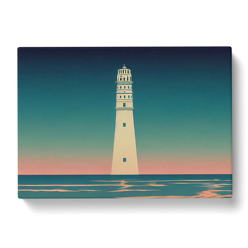 Lighthouse Art Deco Style - Wrapped Canvas, 35cm H x 50cm W x 3cm D