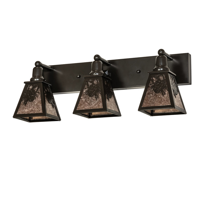 Éclairage pour meuble-lavabo 3 lumières 28 po, H 10,5 po x l 28 po x P 9,25 po, Argent argent, Bronze intemporel