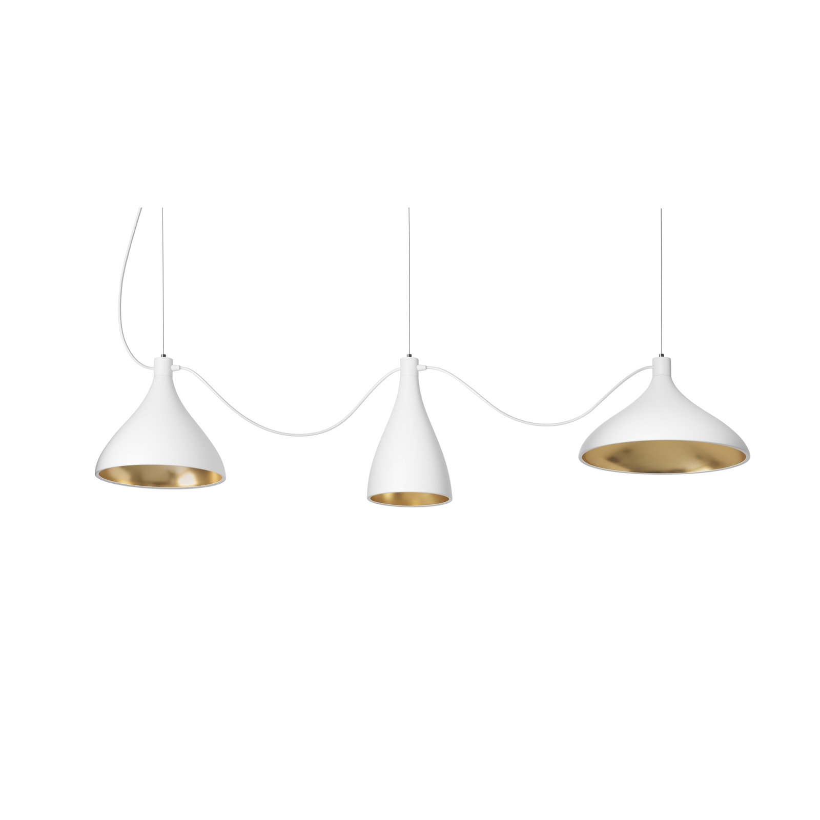 Swell Dimmable 3-Light Pendant, White, 140" H x 110" W x 24" D