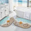 2 Piece Beach Bathroom Rugs Set, Non Slip Bath Mat Ultra Soft Washable Absorbent Quick Dry, Ocean Sea Theme Bath Rug With Starfish Shell For Shower Floor, Kitchen Decor, Kids Room