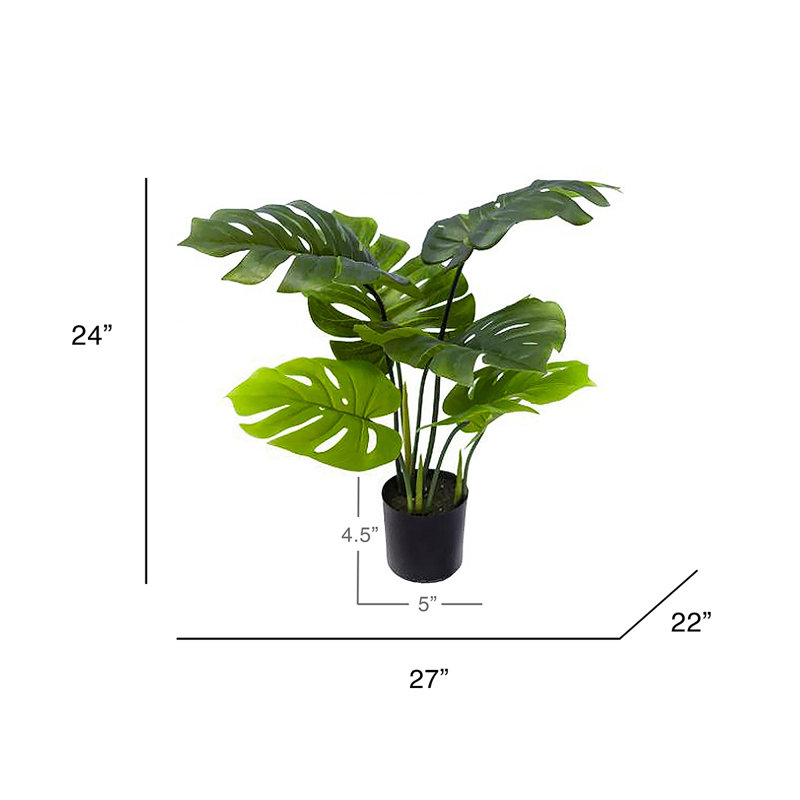 Artificial Split Leaf Philodendron Monstera Plant in Pot, 24" H x 27" W x 22" D