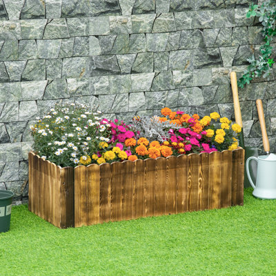 Potager surélevé de 101,6 cm x 40,6 cm x 30,5 cm avec trous de drainage, couleur naturelle