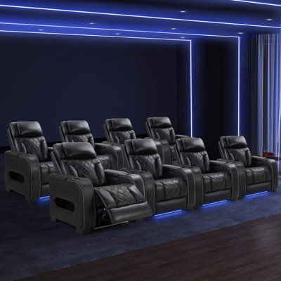 Siège de cinéma inclinable électrique à deux moteurs de 37,4 po de largeur avec appui-tête réglable et éclairage d'ambiance (ensemble de 8)