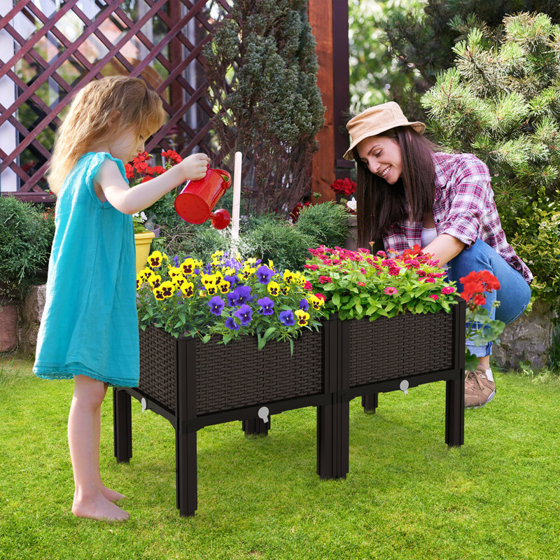 Terrie Outdoor Planter Vertical Elevated Raised Garden Bed Planter Box Kit For Backyard Patio, 4
