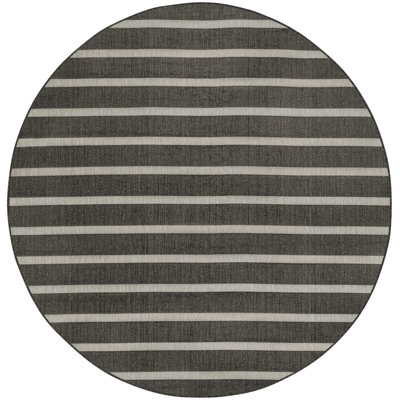 Nourison Positano 8' x Round Black Ivory Modern Rug