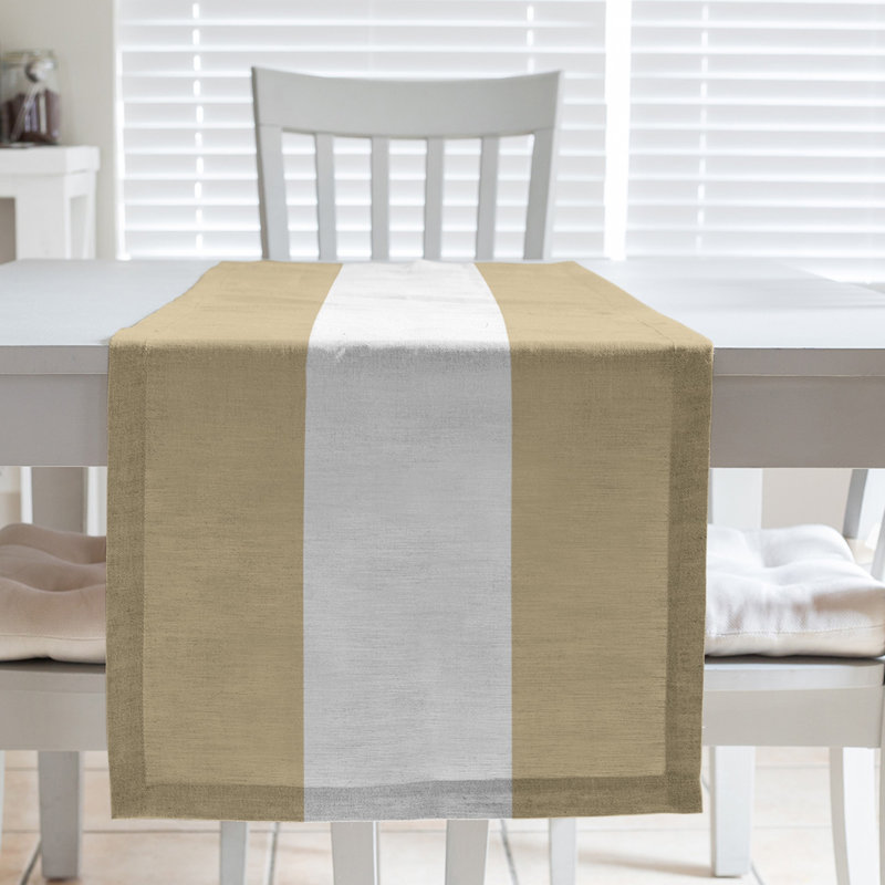 New Orleans Football Stripes Table Runner, 90" x 16", Cotton Blend, New Orleans Football Gold/White