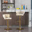 Ensemble de 2 tabourets de bar, avec repose-pieds chromé et base pivotante à hauteur réglable en velours + tabouret de bar simple Golden Leg-385420226