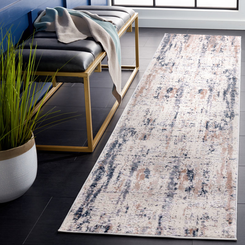Adika Abstract Dark Gray/Gray Area Rug, Runner 2' x 8'