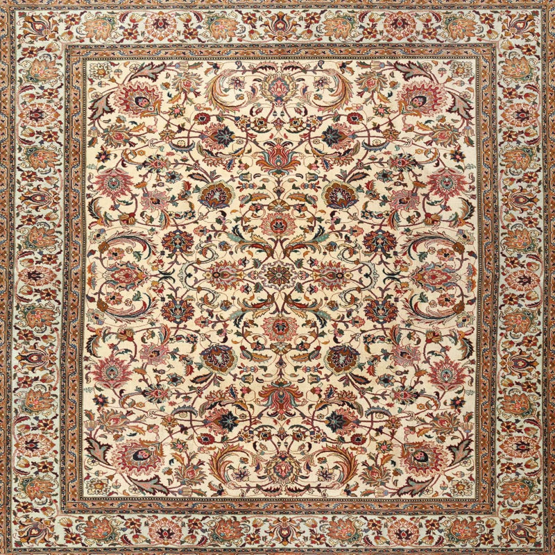 Tapis beige/noir traditionnel O'Carroll, Carré 5 pi