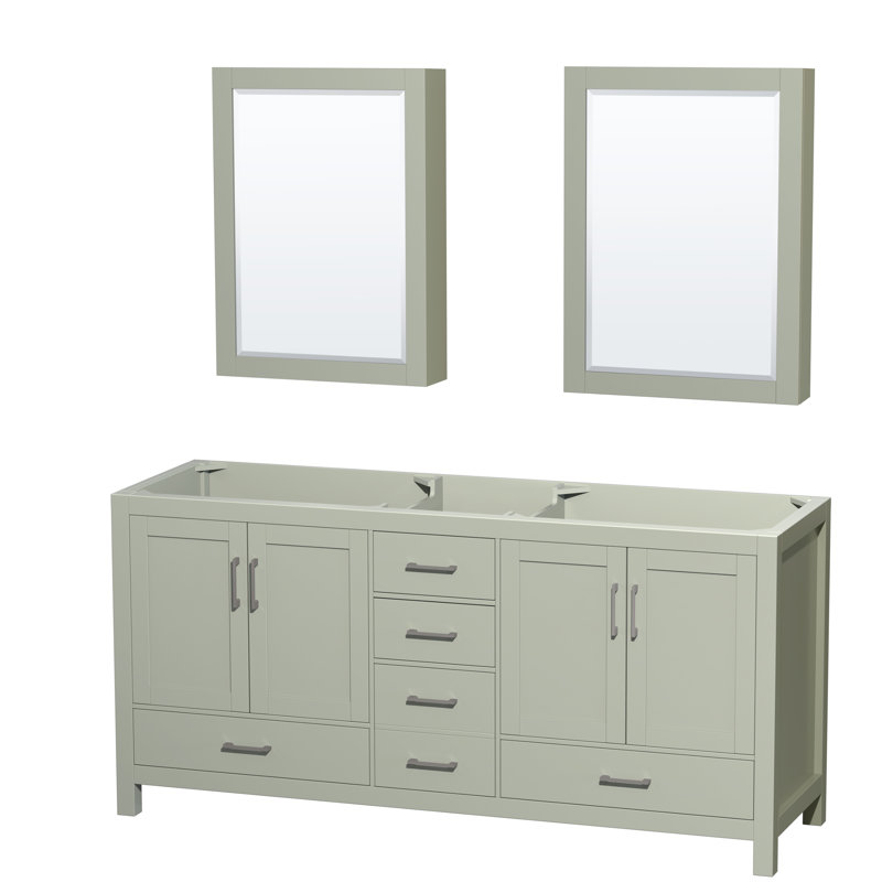 Sheffield 71" Double Bathroom Vanity Base Only, Light Green