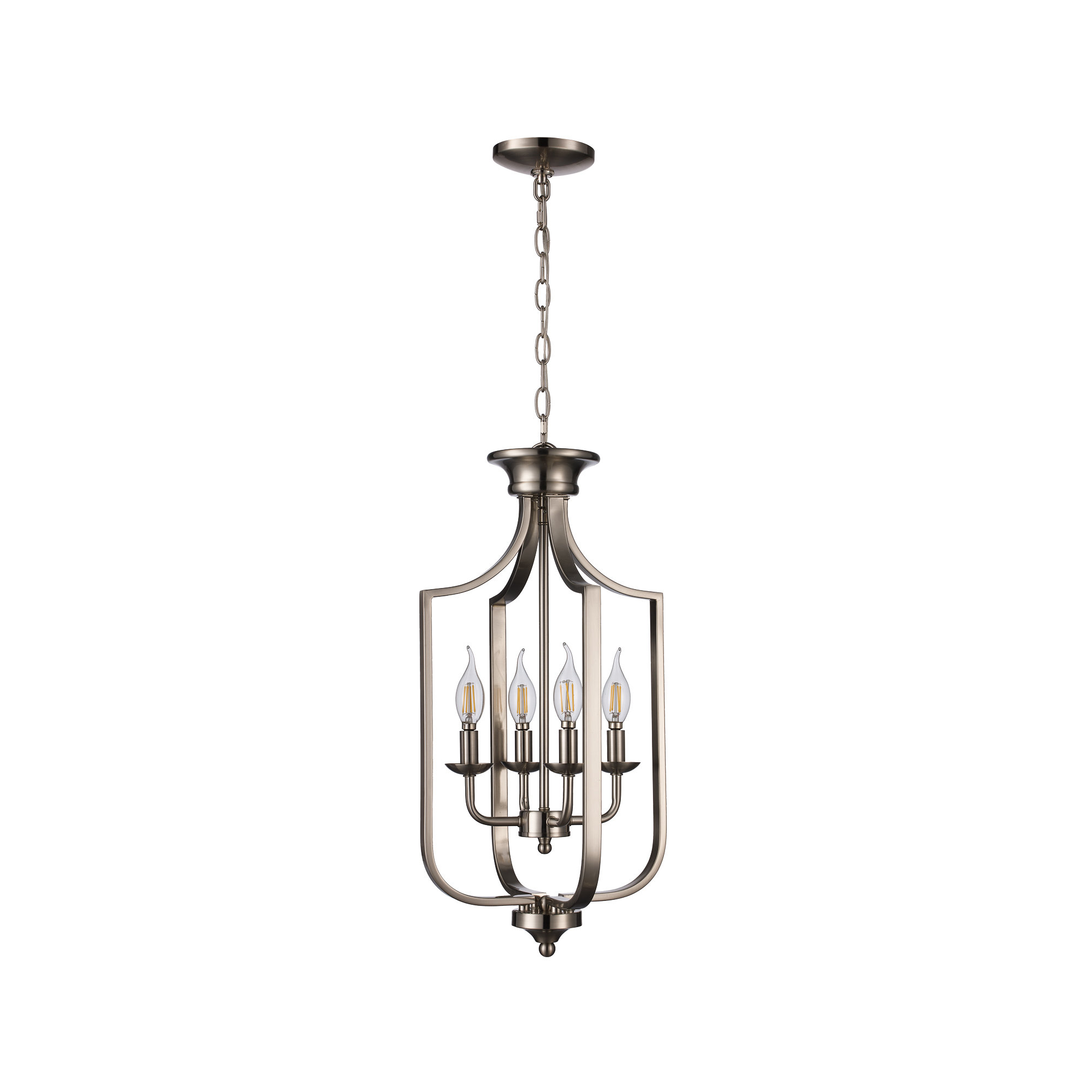 Baril 4 - Light Lantern Empire Chandelier, Brushed Nickel, Small