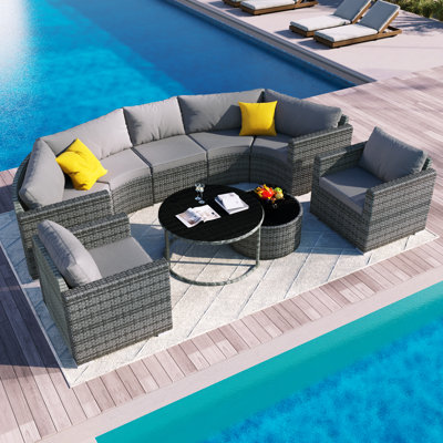 Ensemble de conversation modulaire avec coussins 9 pièces Cirilla