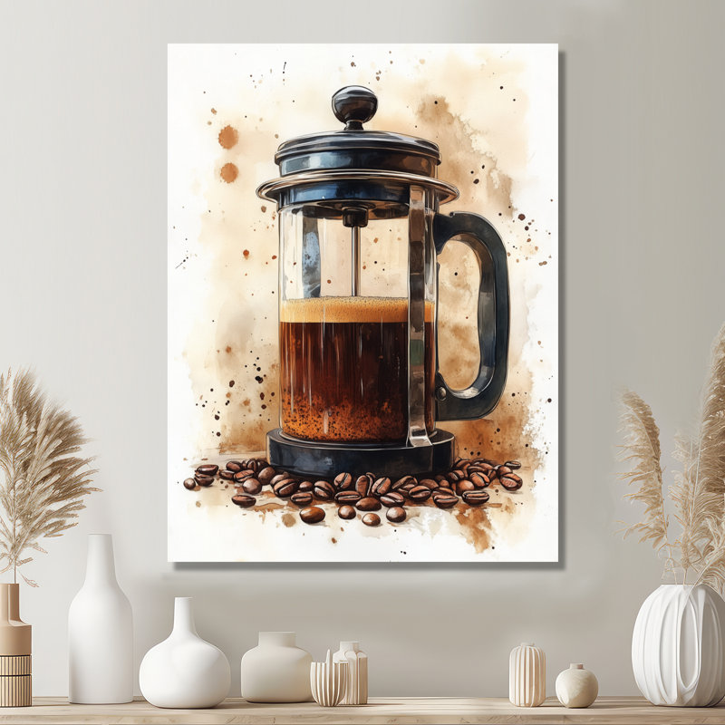 Café à la française le matin - Nature morte de cuisine encadrée, H 32 po x l 24 po, Black Picture Framed