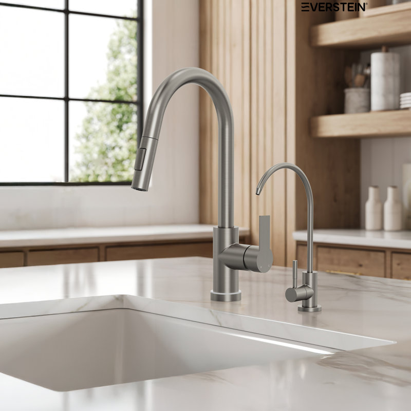  Robinet filtrant d'eau potable pour osmose inversée, robinet de boisson à poignée simple avec bec pivotant, Nickel brossé