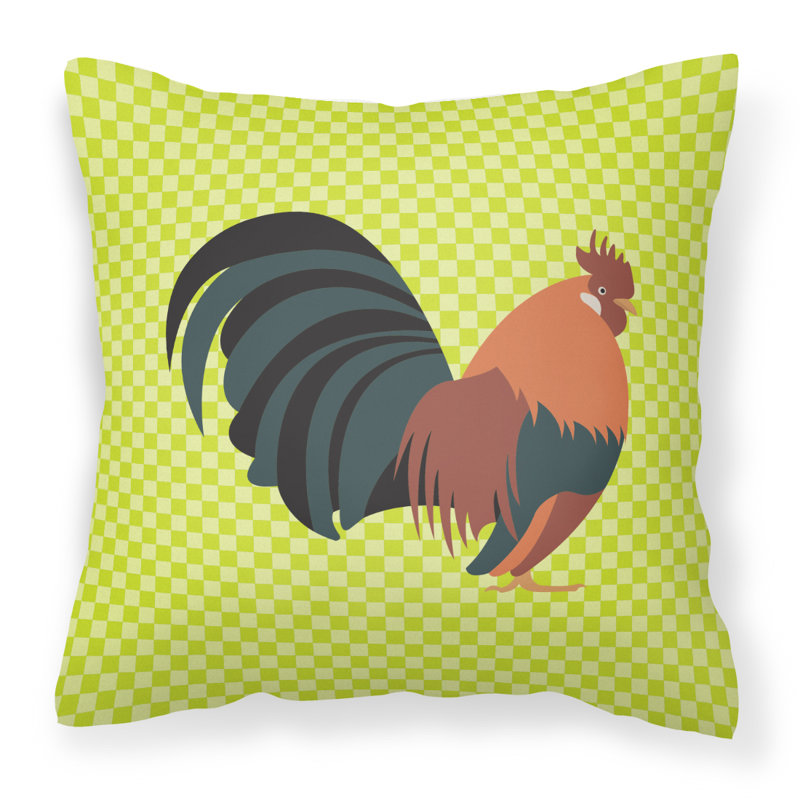 Coussin décoratif extérieur en bantam de poulet néerlandais, Vert, 18 po x 18 po