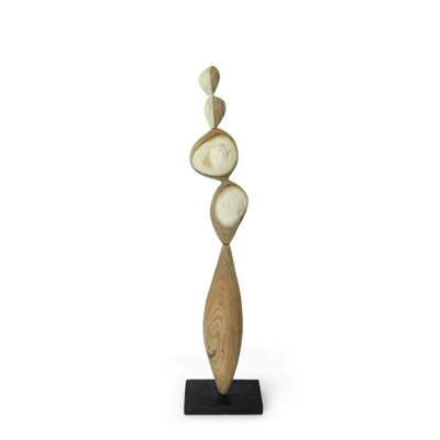 Pièce d'art en bois de noyer de style zen
