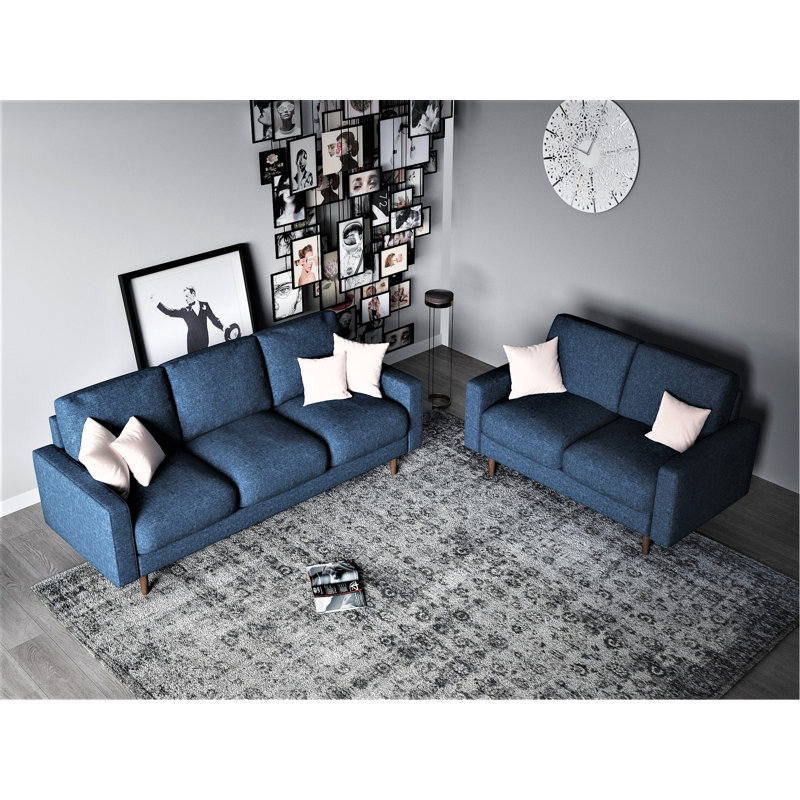 Macsen 2 Piece Standard Living Room Set, Dark Blue