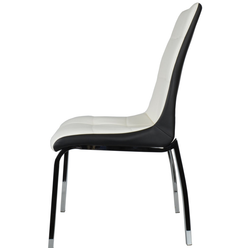 Chaise de salle à manger rembourrée Hullinger, Noir / Blanc