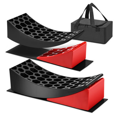 Ensemble de rampe pour véhicules récréatifs pour véhicule récréatif, lot de 2 niveleurs de camping avec cales de roue, tapis antidérapants et sac de transport, jusqu'à 27 000 lb
