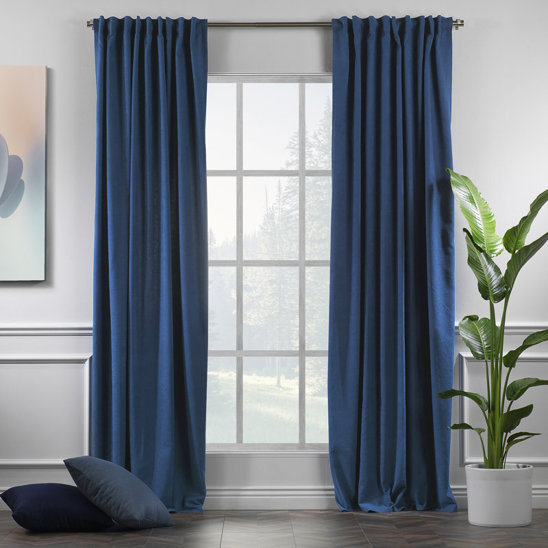 Panneau simple décoratif occultant très long et très large doublé, L 100 po x L 228 po, Marine