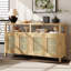 Buffet naturel, structure en bois massif, 3 tablettes réglables, conception à ouverture par pression, mélange de style et de placage fonctionnel à 3 tablettes personnalisables, sans armoire, décoration intérieure fonctionnelle