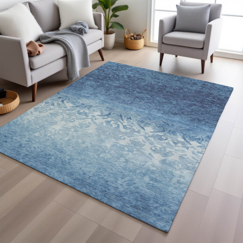 Tapis intérieur / extérieur lavable à la machine Xhevrie, Rectangle 9 pi x 12 pi