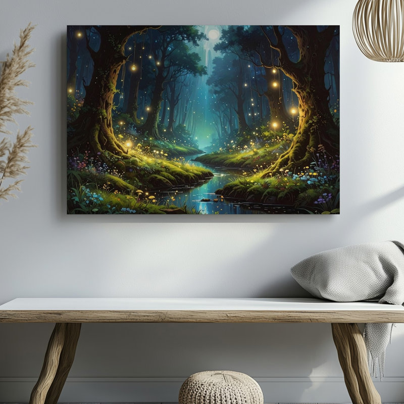 Toile d'art mural avec toile de forêt magique, H 30 po x l 40 po