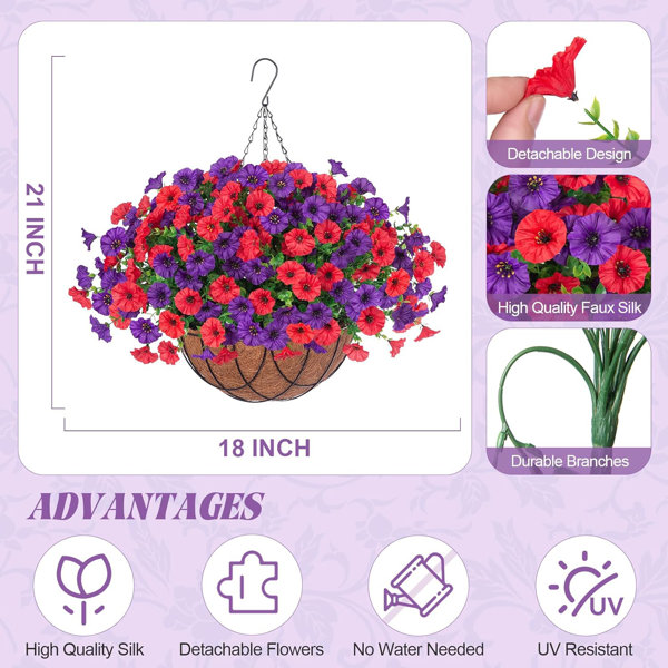 Ophelia & Co. Artificial Hanging Baskets Faux Bougainvillea, Flowers ...