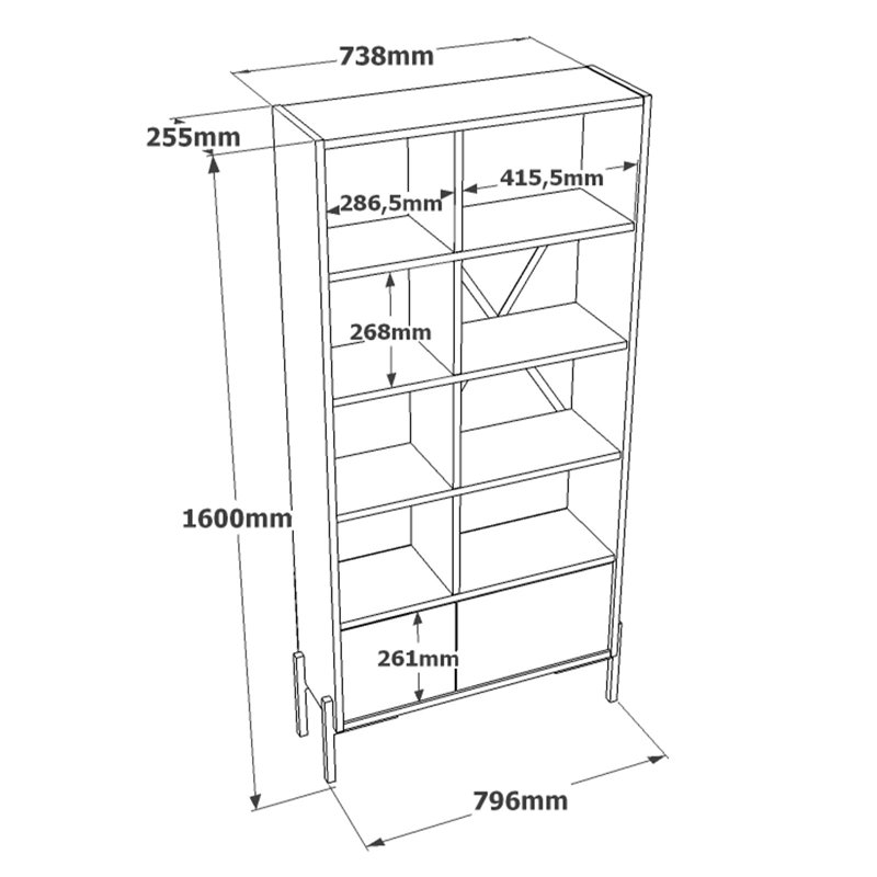 Storage Bookcase, Gray/Anthracite
