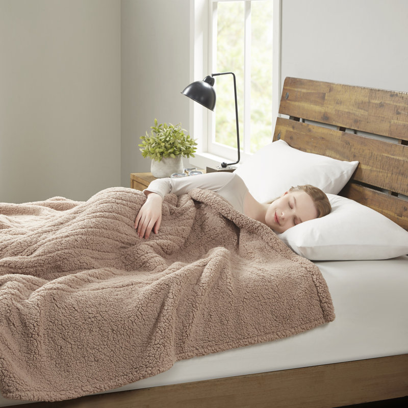 Twin Brown Sherpa Reversible Heated Blanket