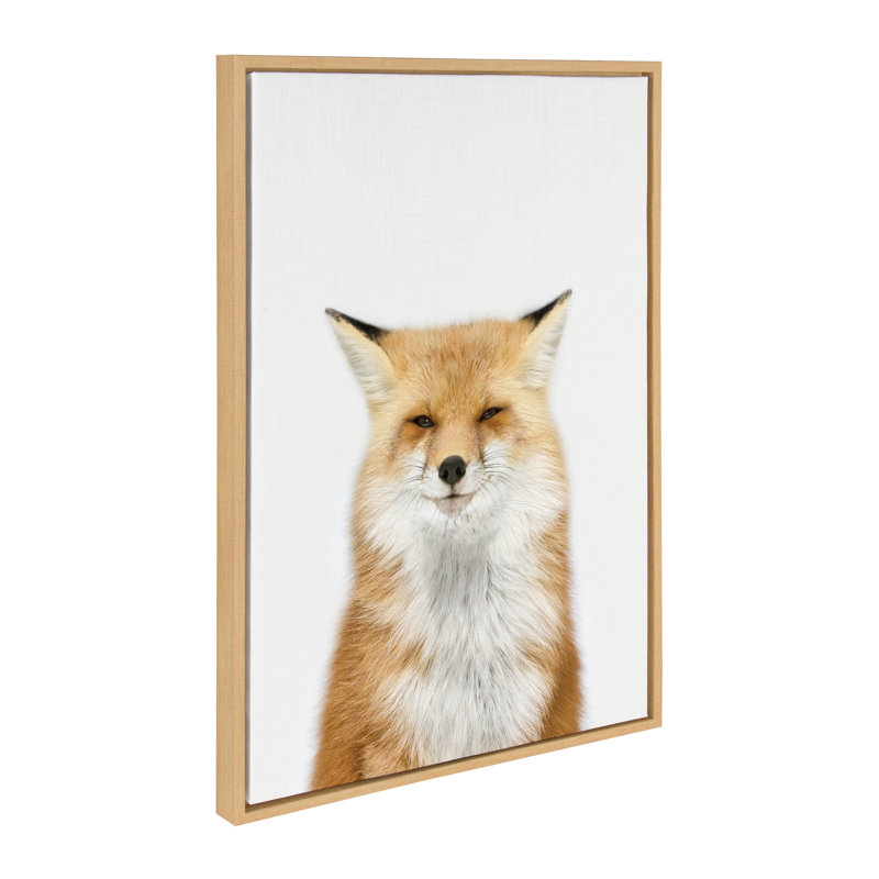 Animal Studio Fox 3 by Amy Peterson Framed Canvas Wall Art Print, 23" x 33", Natural Framed