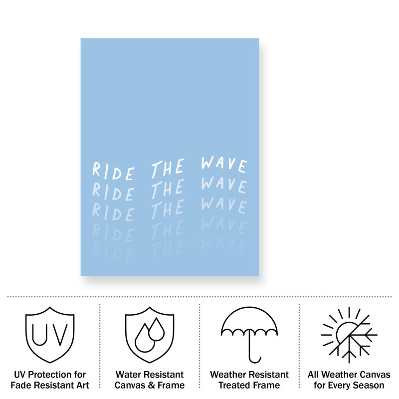 Ride the Wave Blue Canvas Typography Wall Art