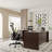 Bow Front L-Shaped Executive Desk With File Cabinet-1687212936