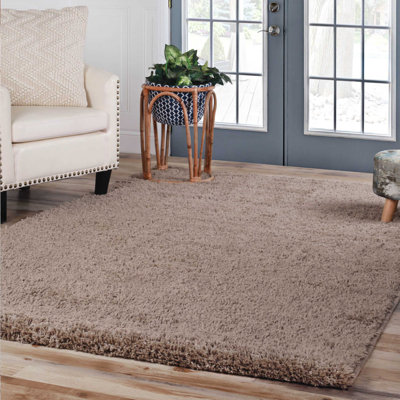 Claire Berlin 100% Polypropylene Plush Shag Fuzzy Modern Solid Indoor Area Rug 