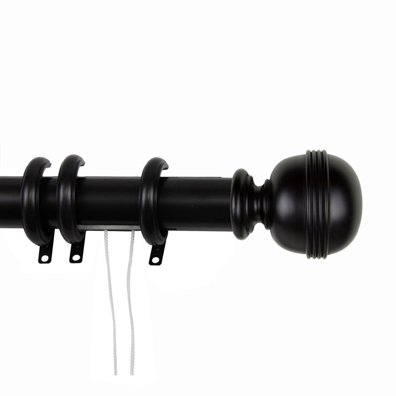 Tringle à rideaux simple réglable de 1,5 po, Noir, l 66 à 120 po