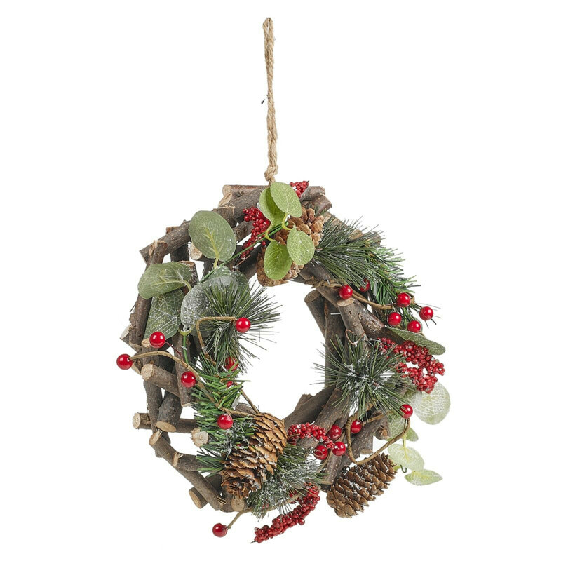 Faux Pinecone Pinecones 22cm Wreath, White