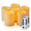 6 bougies sans flamme avec pilier à DEL avec télécommande et minuterie, plastique, D3 po x H4