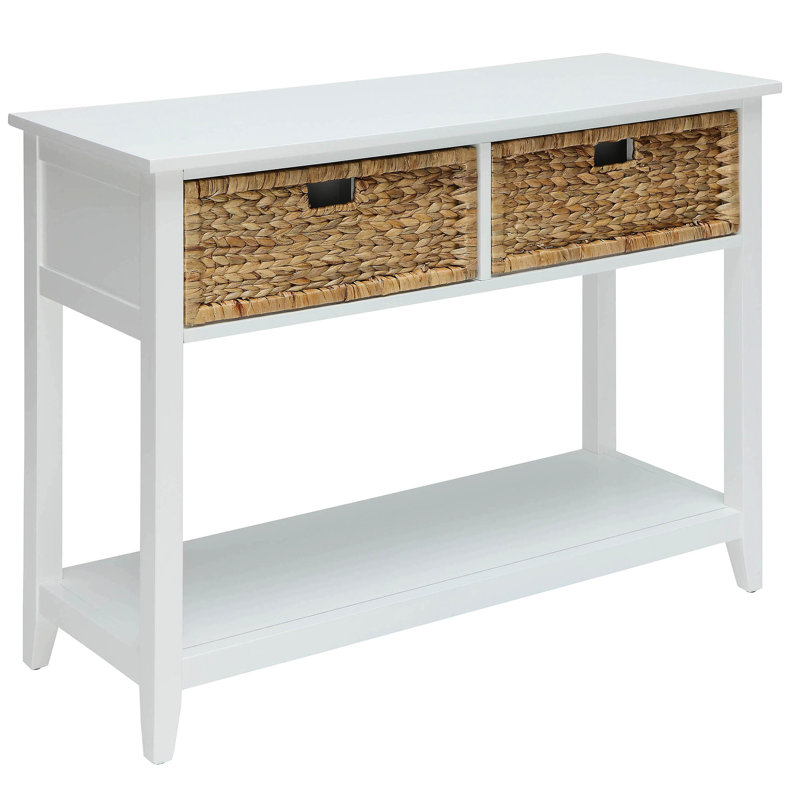 2 Console Table In White With Additional Display Space Rectangular Finish And Organization