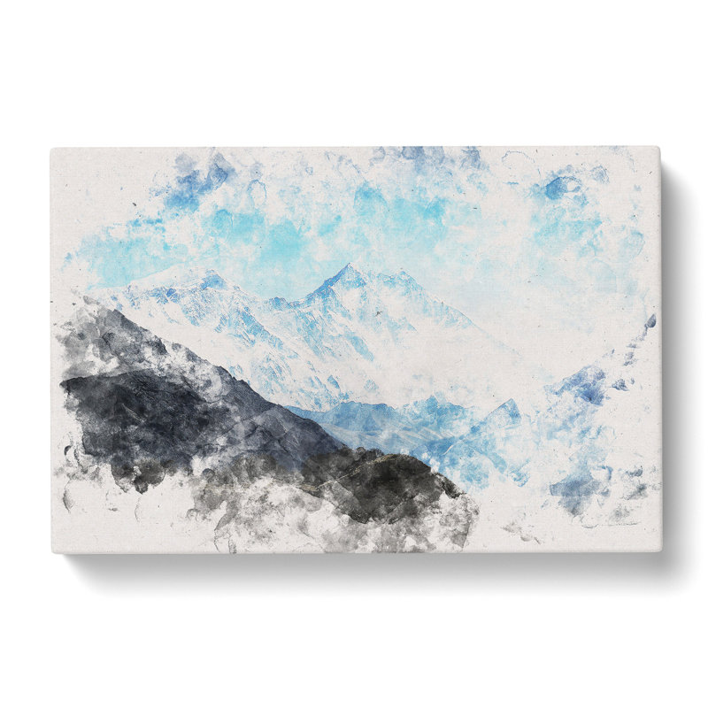 Mount Everest In Tibet & Nepal Watercolour - Wrapped Canvas Print, 50cm H x 76cm W x 3cm D