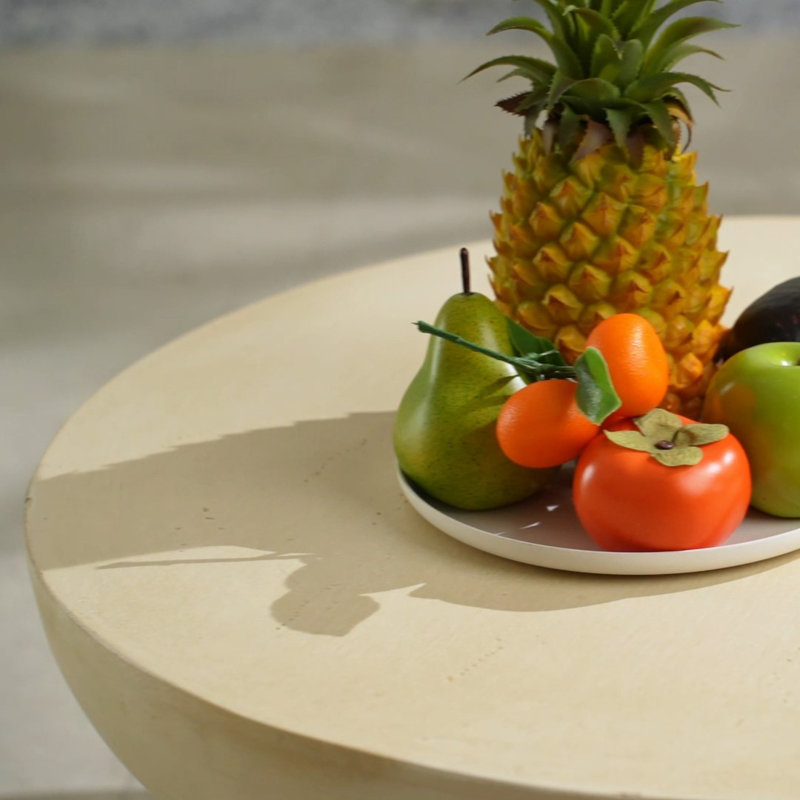 Table ronde avec base piédestal Fayette, Beige