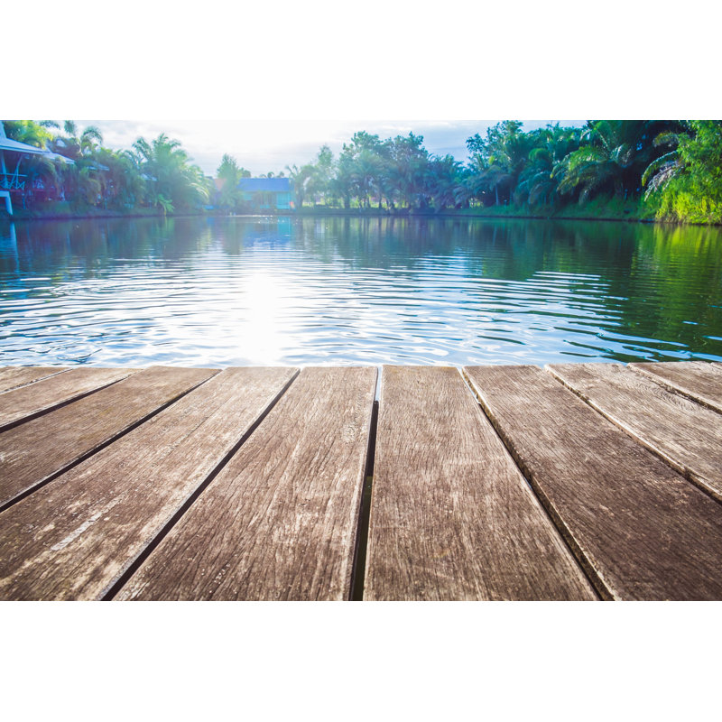 Antique Wooden Pier On The Lake With Sunlight Effects by SasinParaksa - Wrapped Canvas Print, 30cm H x 46cm W