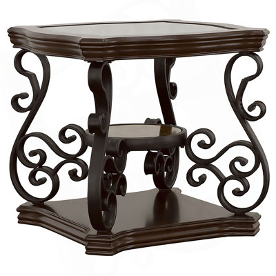 Bianca Merlot 2-Shelf Glass Top End Table