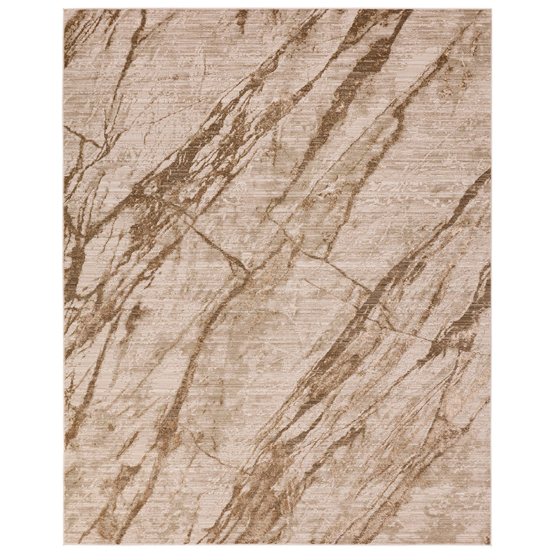 Abstract Tan Area Rug, Rectangle 6' x 9'3"