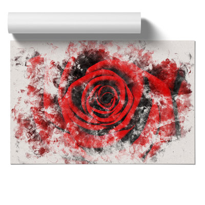 Red Rose Flower Watercolour - Frameless Print