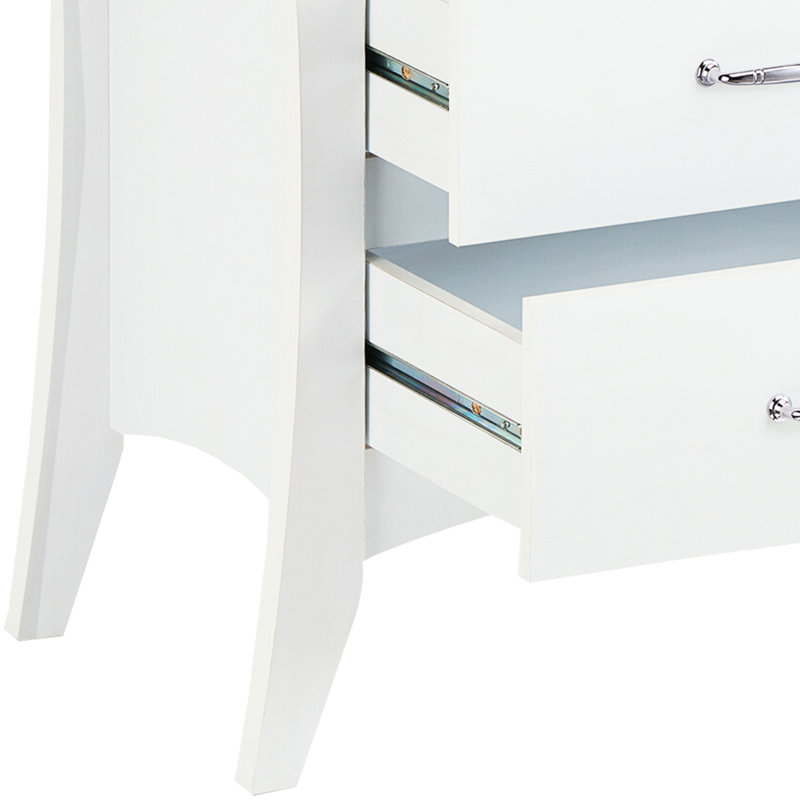 2 Table de chevet blanche de style classique pour la chambre à coucher