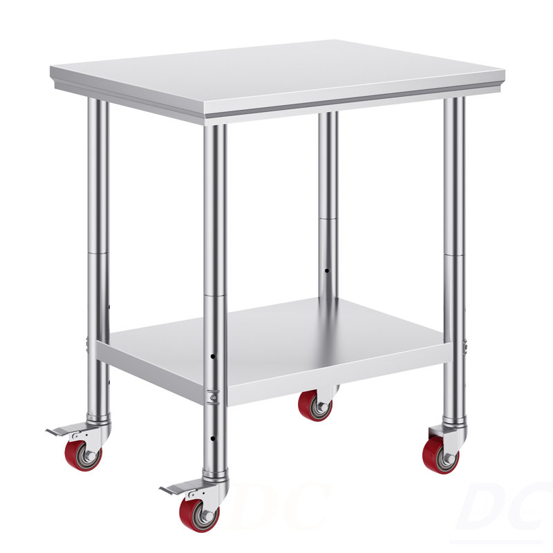 Table de travail en acier inoxydable avec roulettes 24 x 30 Table de préparation avec roulettes