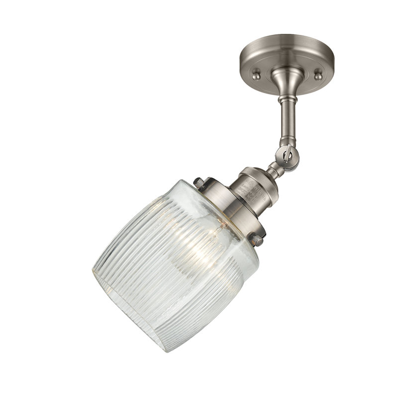 Plafonnier semi-encastré 4,5 po Saroyan, Nickel satiné brossé, Transparent, Ampoule non incluse