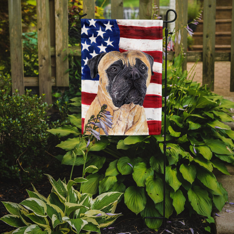 2 côtés en polyester de 2 côtés american drapeau de jardin, Noir / jaune pinscher nain