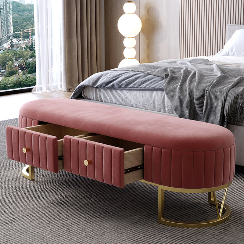 Banc avec revêtement, H 16,93 po x l 47,24 po x P 17,72 po, Rose